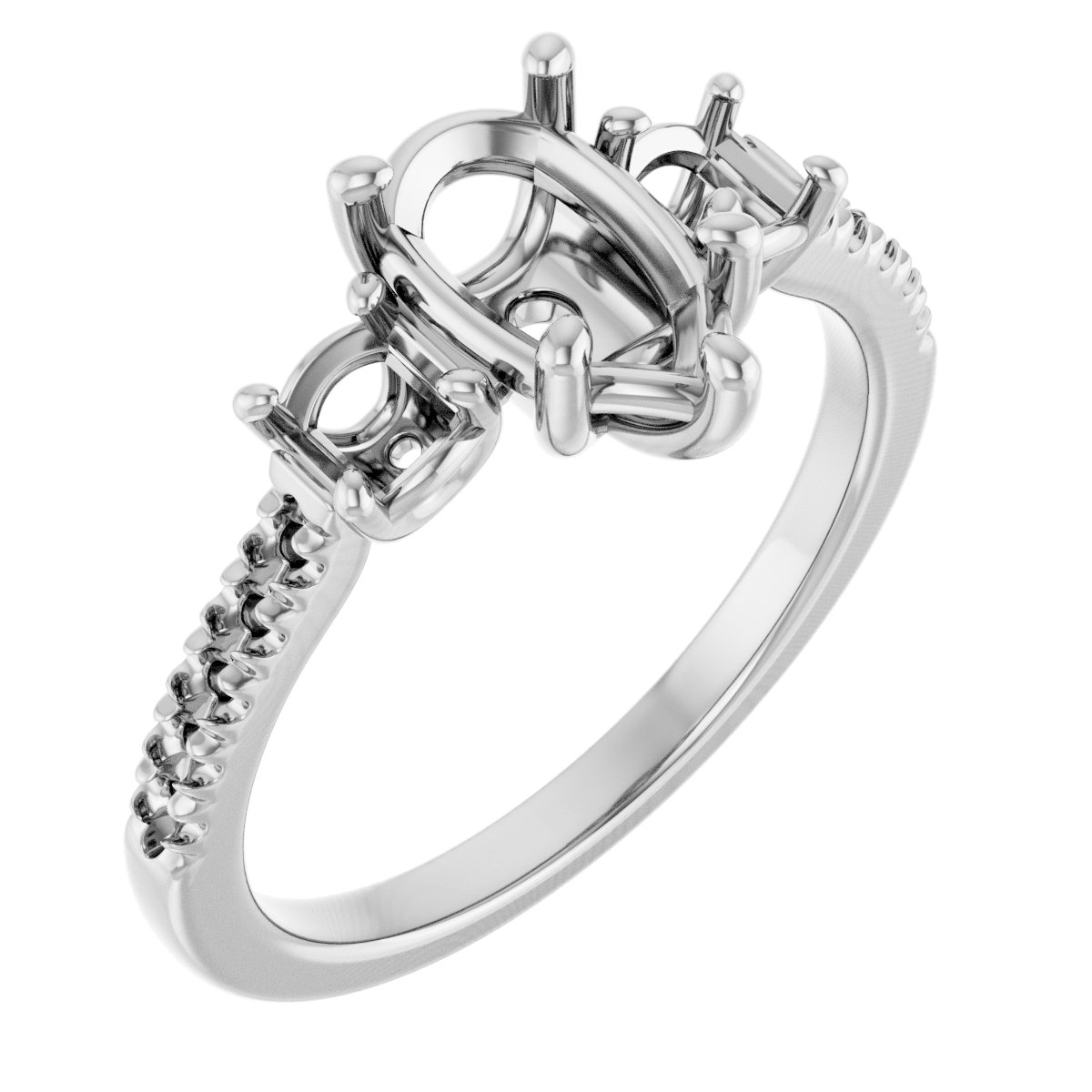 Accented Three-Stone Engagement Ring
