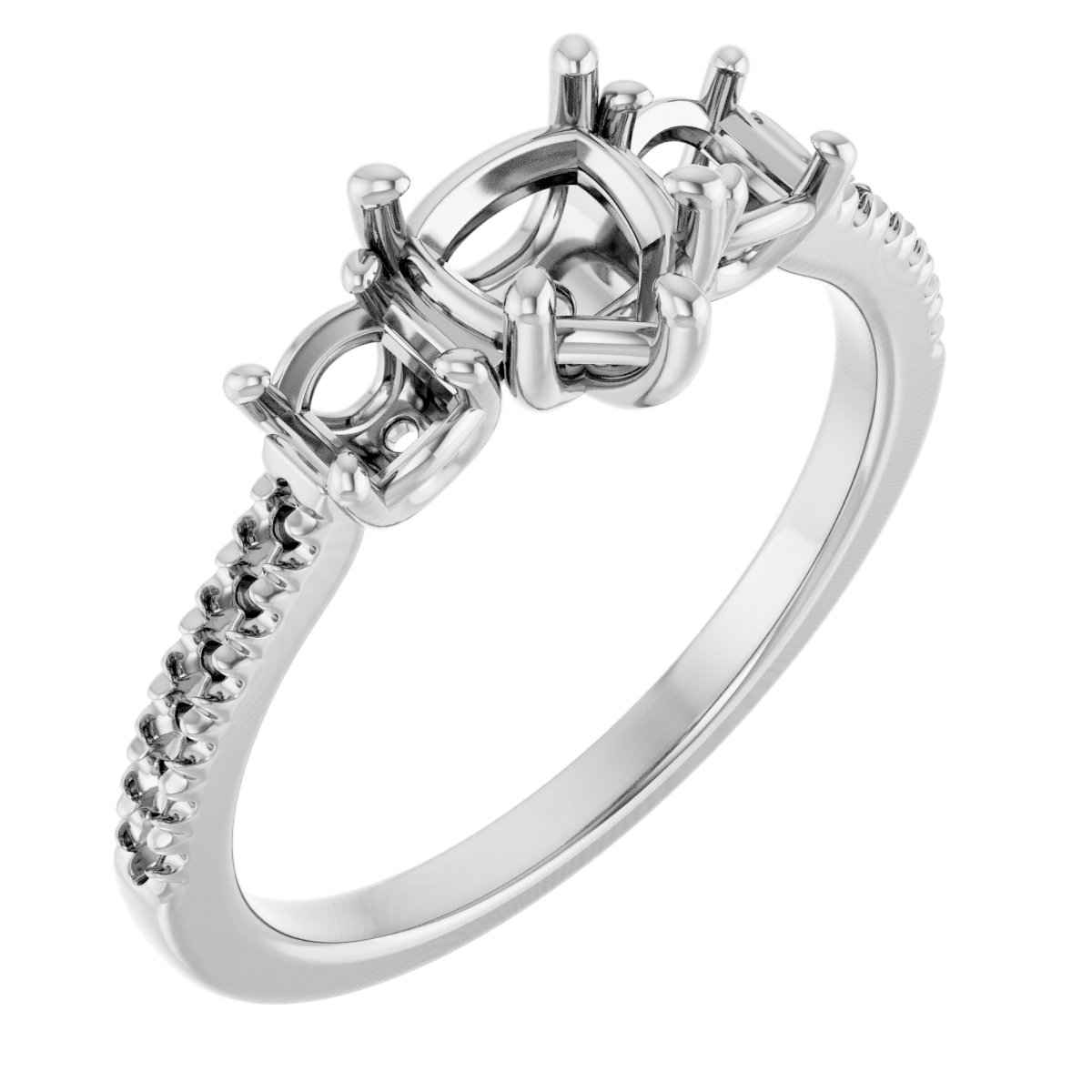 Accented Three-Stone Engagement Ring