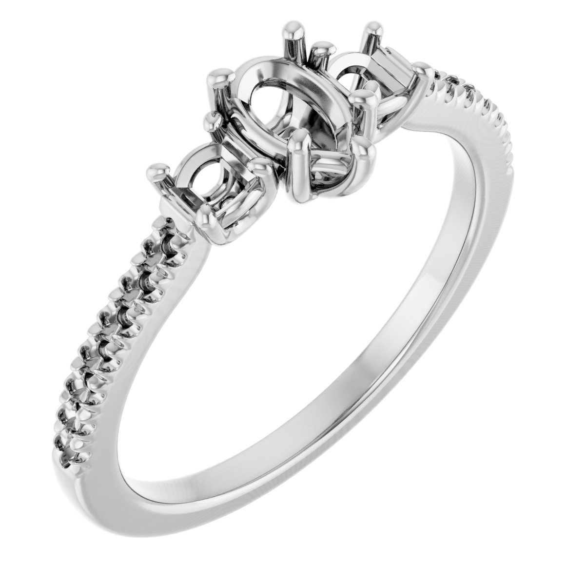 Accented Three-Stone Engagement Ring