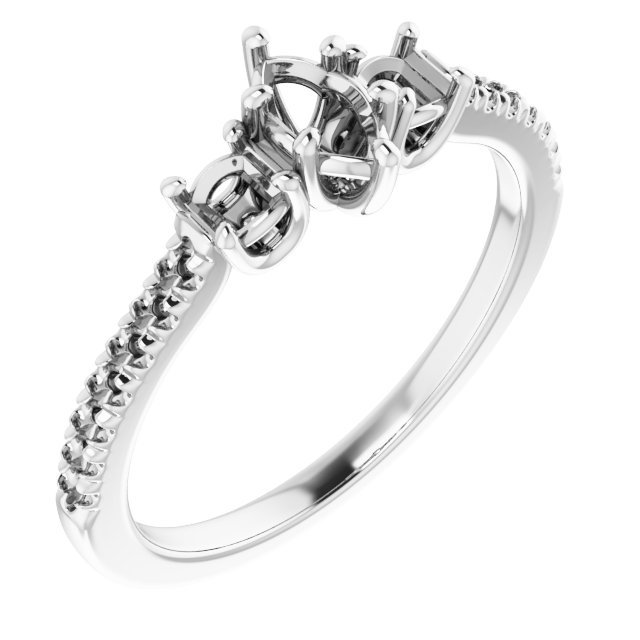 Accented Three-Stone Engagement Ring