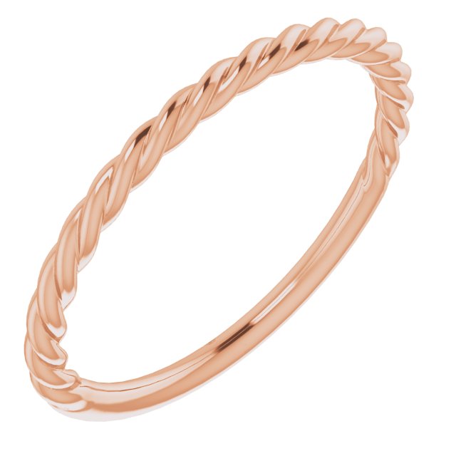 14K Rose 1.7 mm Rope Band Size 9