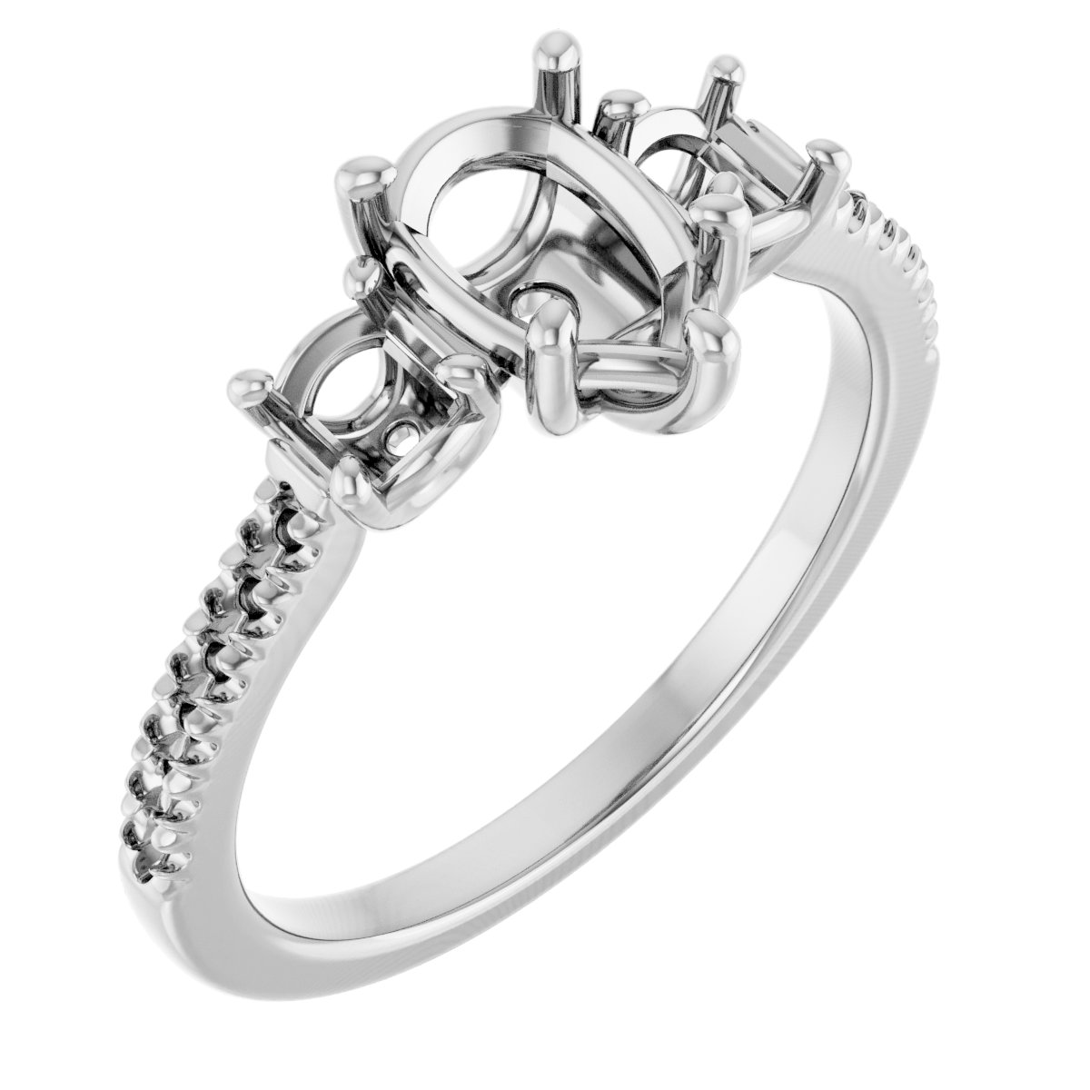 Accented Three-Stone Engagement Ring