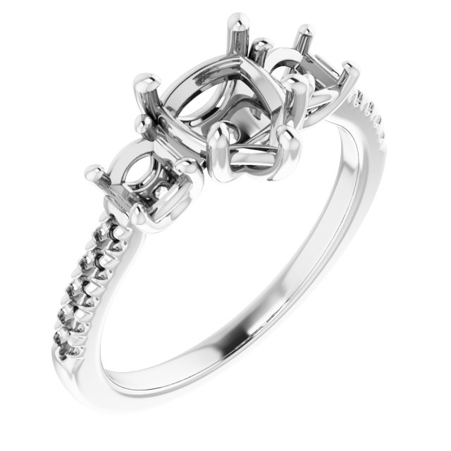 Accented Three-Stone Engagement Ring