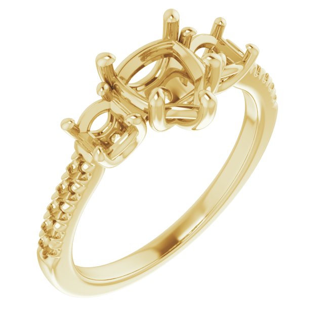 Accented Three-Stone Engagement Ring