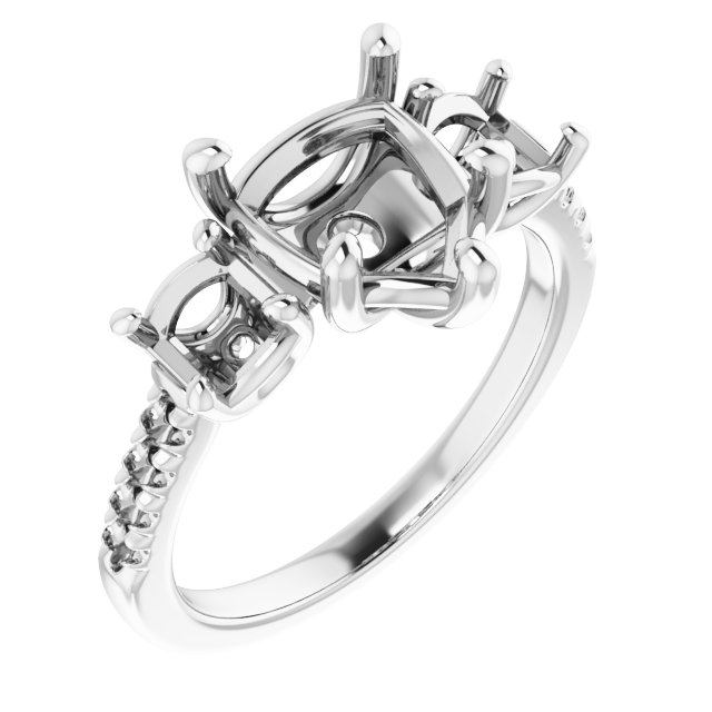 Accented Three-Stone Engagement Ring