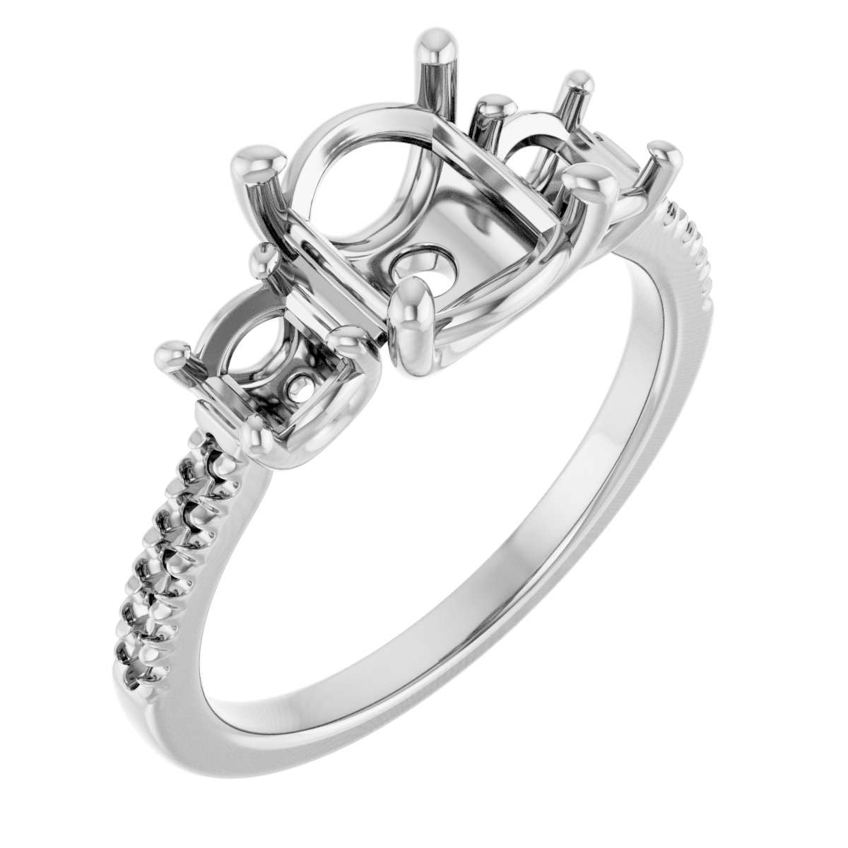Accented Three-Stone Engagement Ring