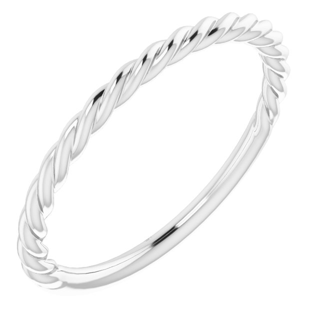 14K White 1.7 mm Rope Band Size 8