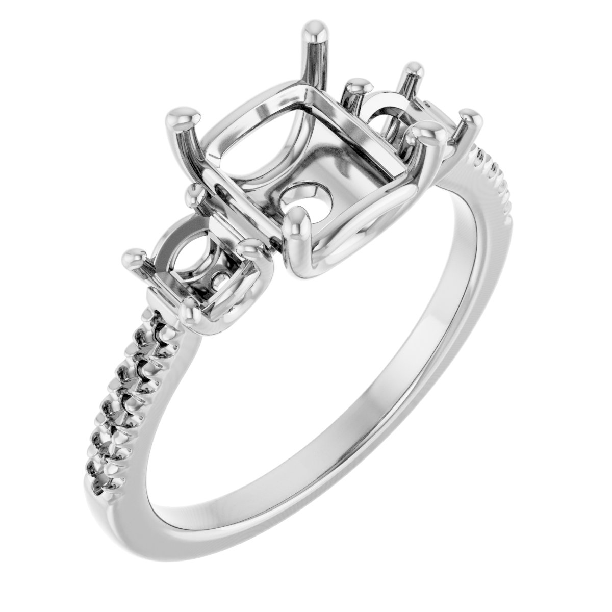 Accented Three-Stone Engagement Ring