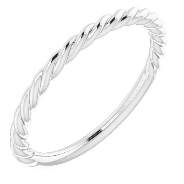 14K White 1.5 mm Twisted Rope Band Size 6
