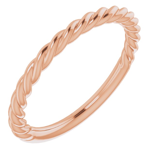 14K Rose 1.5 mm Twisted Rope Band Size 4