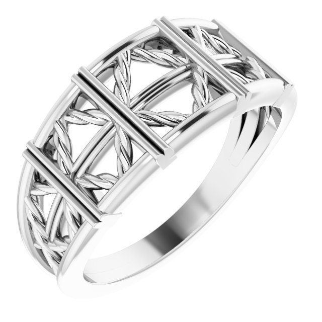 14K White Stackable Lattice Ring