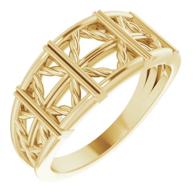 14K Yellow Stackable Lattice Ring