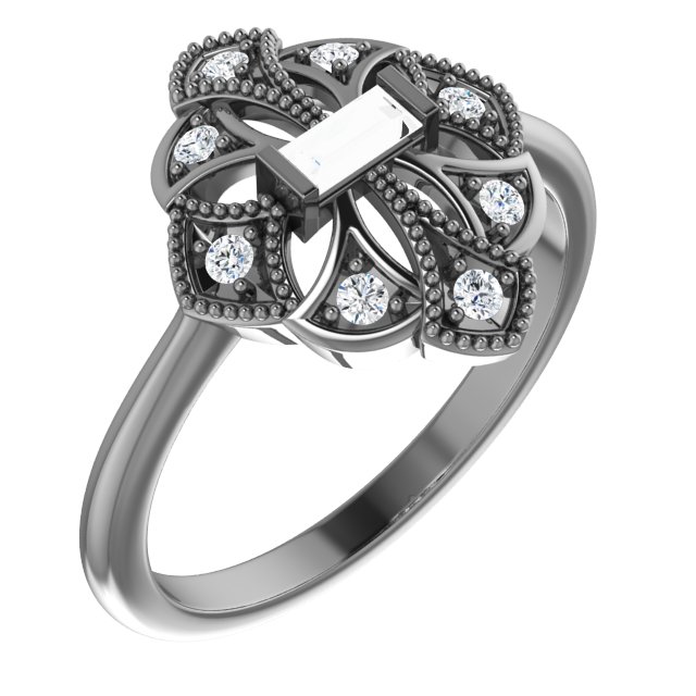 14K White 1/5 CTW Natural Diamond Vintage-Inspired Ring