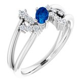 14K White Lab-Grown Blue Sapphire & 1/8 CTW Diamond Bypass Ring