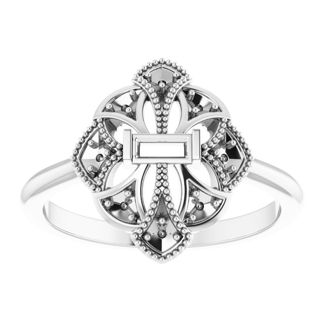 14K White 1/5 CTW Natural Diamond Vintage-Inspired Ring