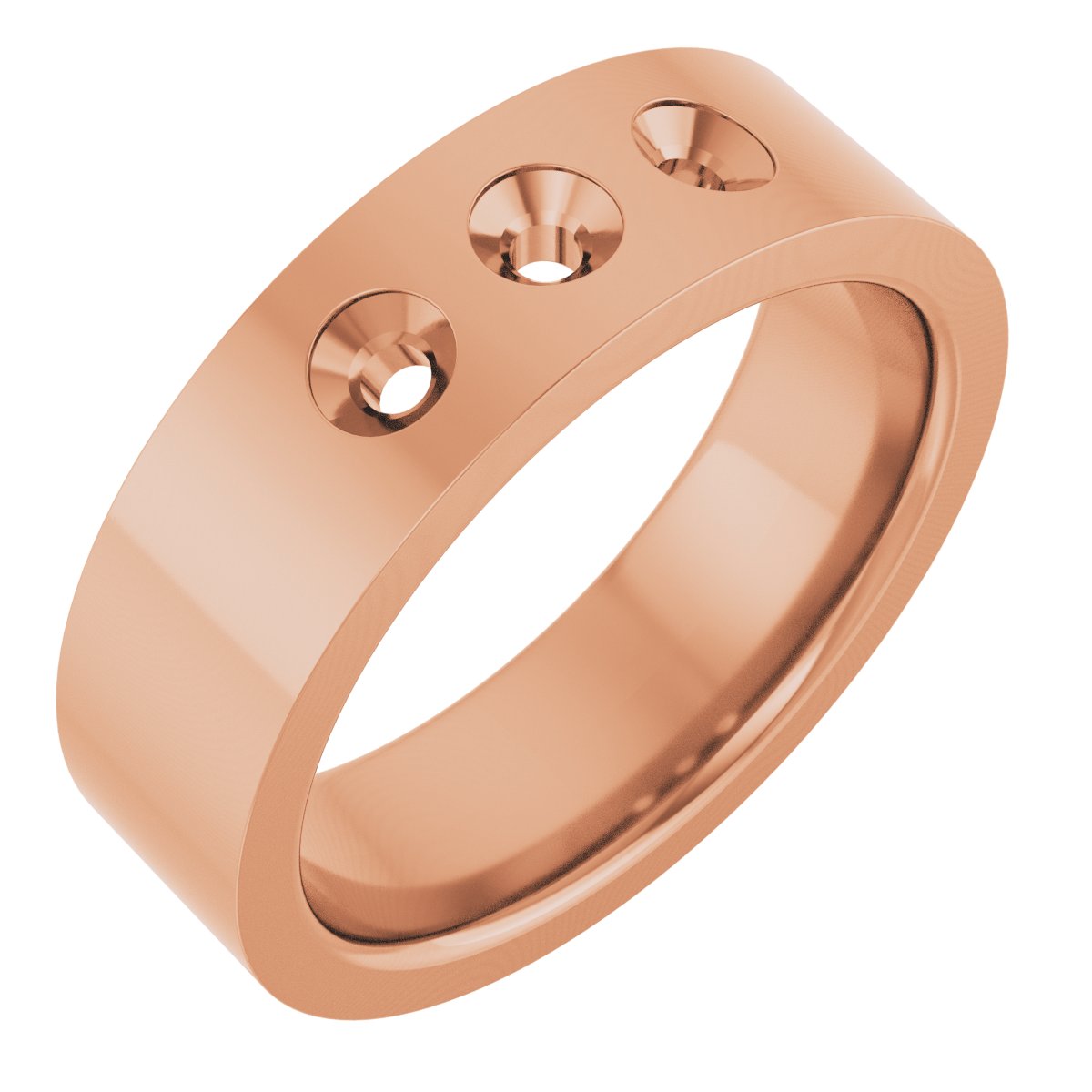 10K Rose 1/3 CTW Natural Diamond Three-Stone Flat Band Size 10.5