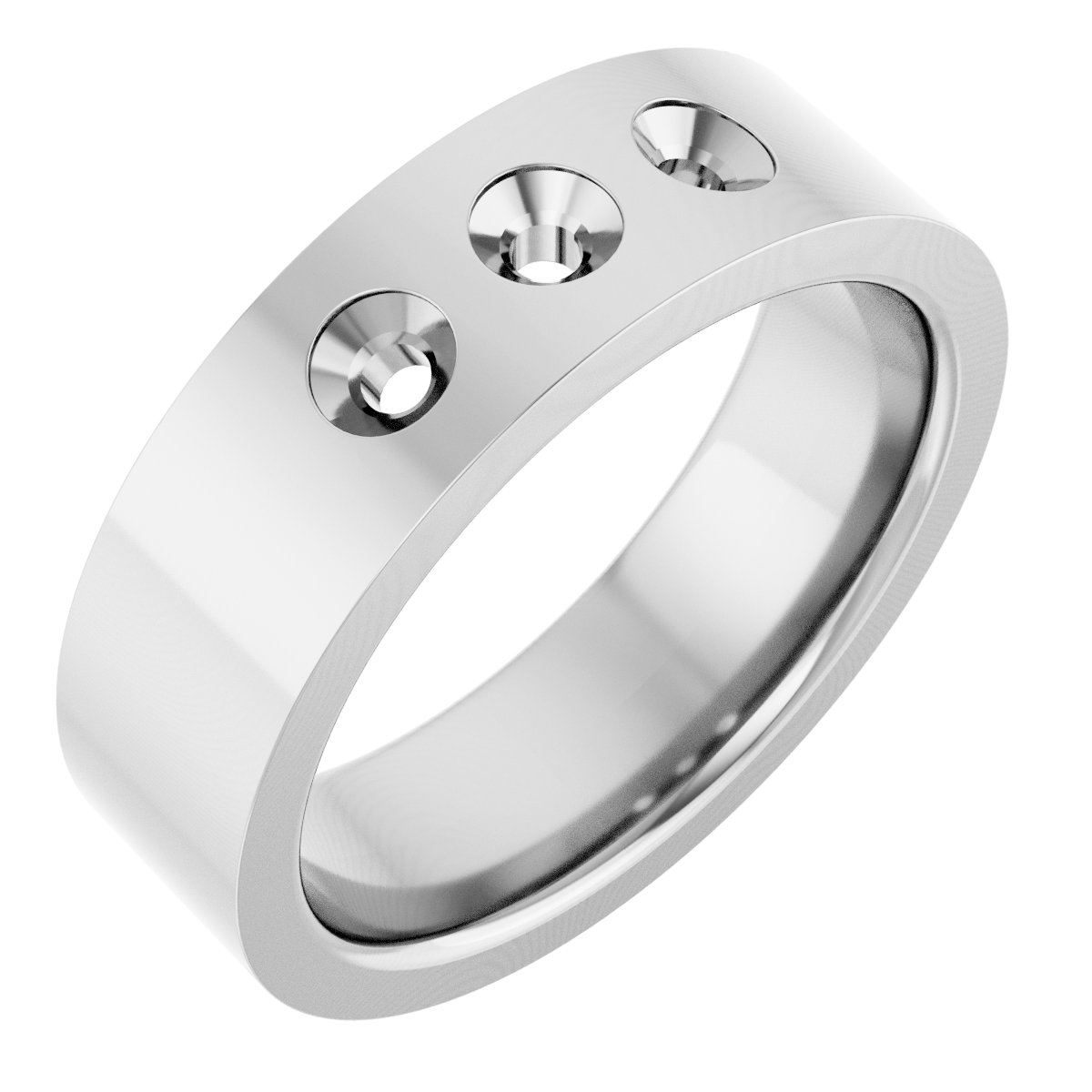 14K White 1/3 CTW Natural Diamond Three-Stone Flat Band Size 10
