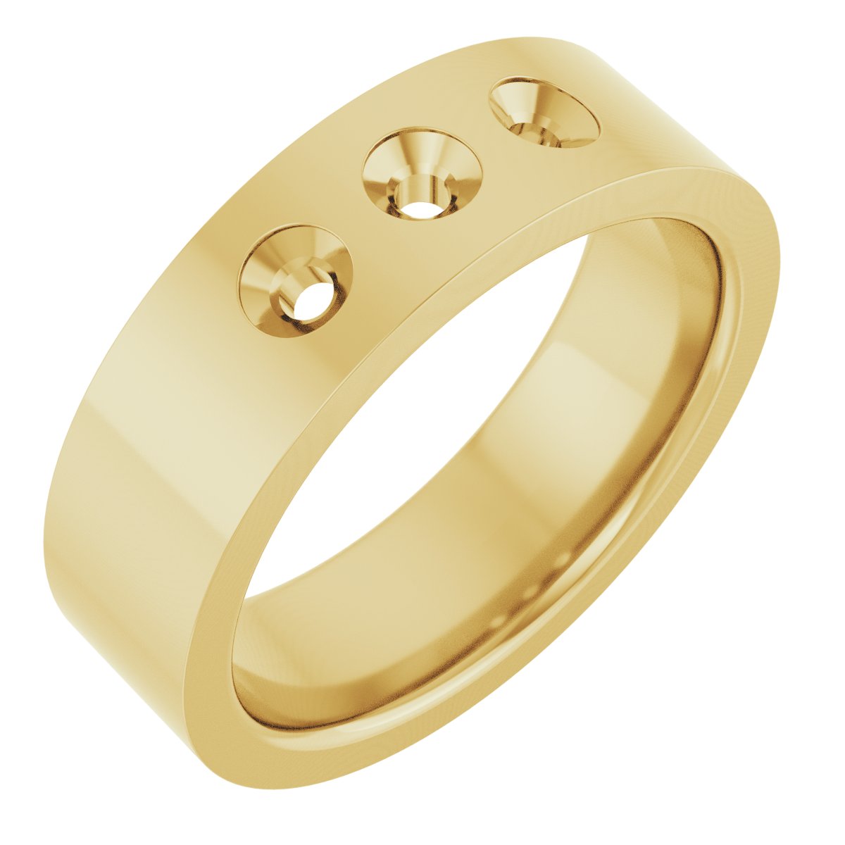 14K Yellow 1/3 CTW Natural Diamond Three-Stone Flat Band Size 10