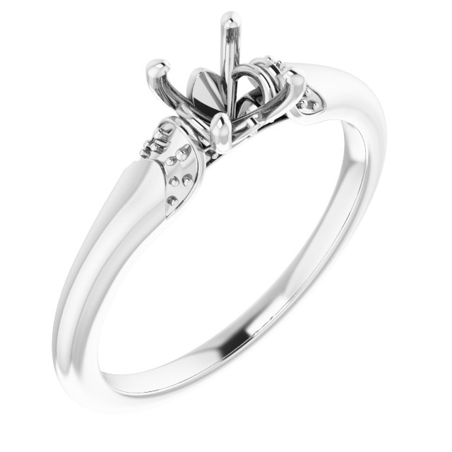 14K White 5x5 mm Cushion .06 CTW Natural Diamond Semi-Set Engagement Ring