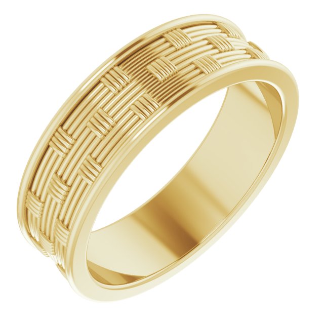 14K Yellow 6 mm Patterned Band Size 9 Ref 16363240