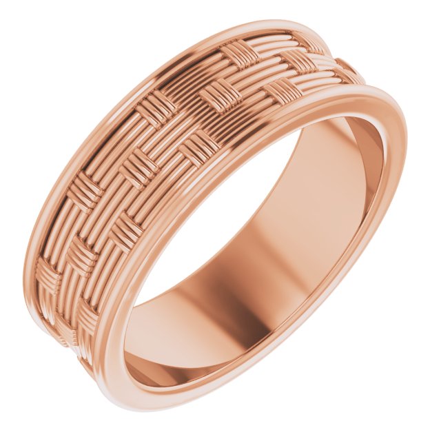 14K Rose 6 mm Patterned Band Size 7 Ref 16363225