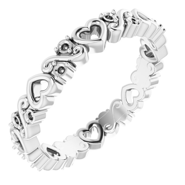 Platinum .125 CTW Heart Diamond Eternity Band Size 4.5 Ref 16323971