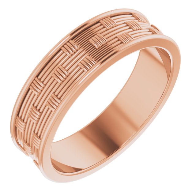 14K Rose 6 mm Patterned Band Size 10.5 Ref 16363253