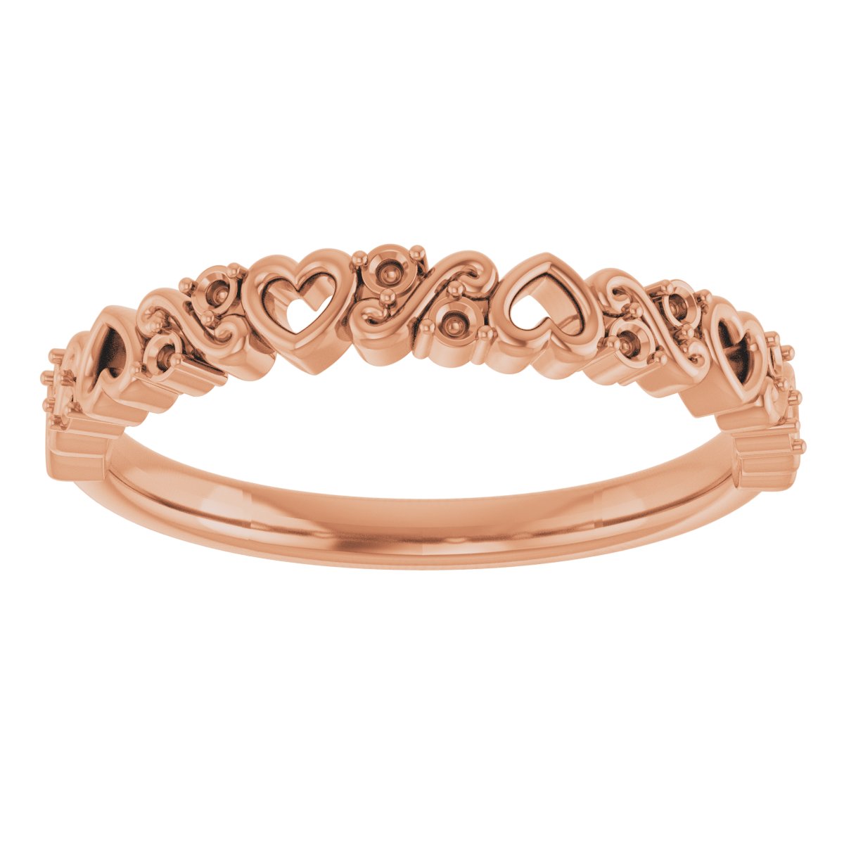 14K Rose .08 CTW Heart Diamond Anniversary Band