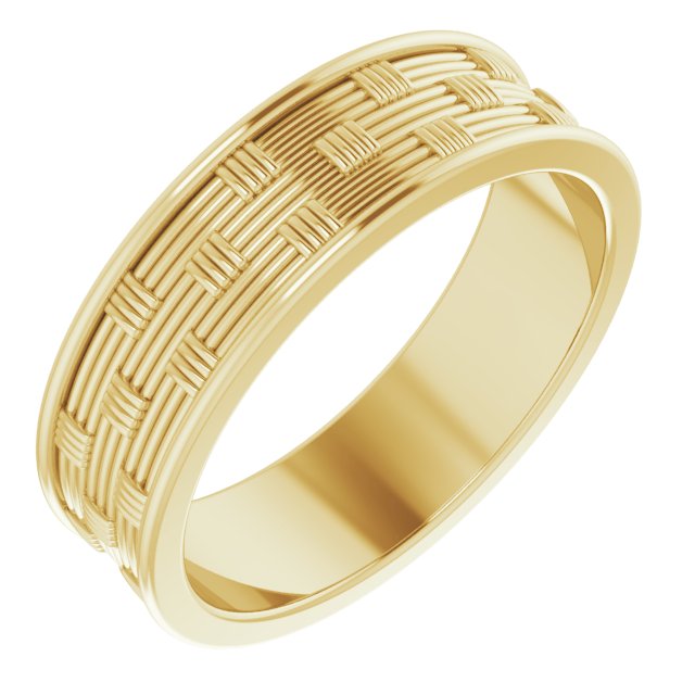 14K Yellow 6 mm Patterned Band Size 9.5