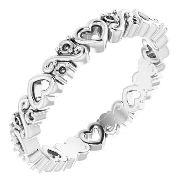 14K White .125 CTW Heart Diamond Eternity Band Size 5 Ref 16323972