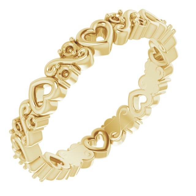 14K Yellow .125 CTW Heart Diamond Eternity Band Size 5 Ref 16323973