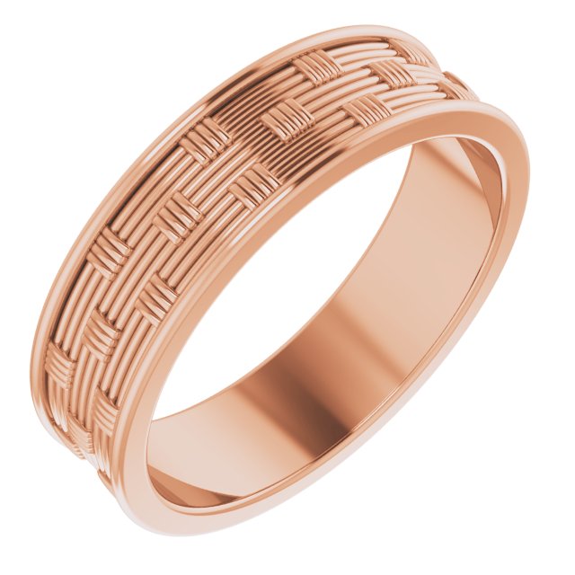 14K Rose 6 mm Patterned Band Size 11 Ref 16363257