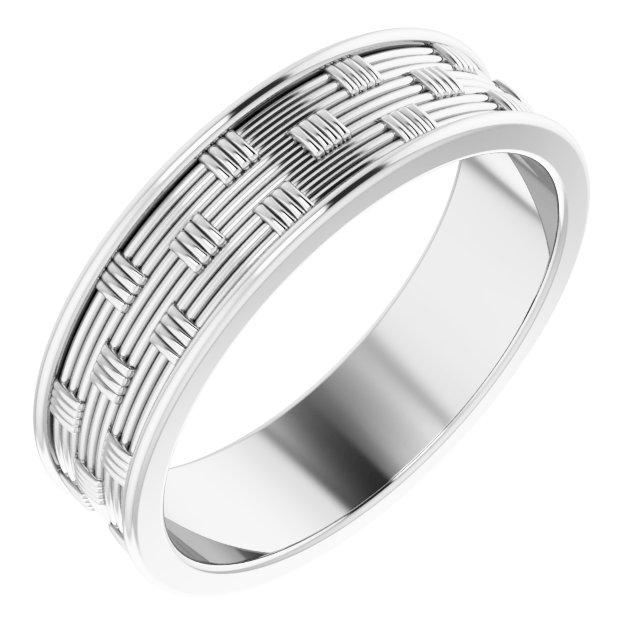 14K White 6 mm Patterned Band Size 11