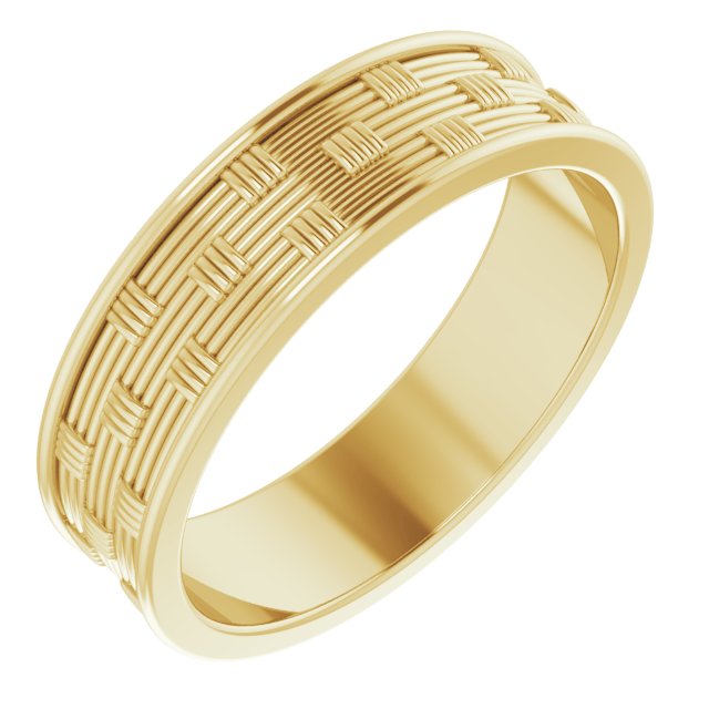 14K Yellow 6 mm Patterned Band Size 11