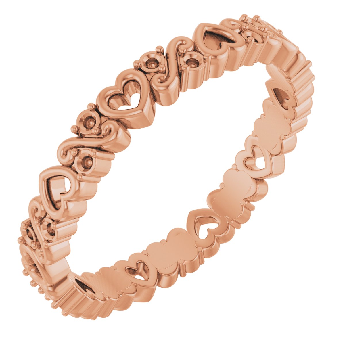 14K Rose .167 CTW Heart Diamond Eternity Band Size 7 Ref 16323990