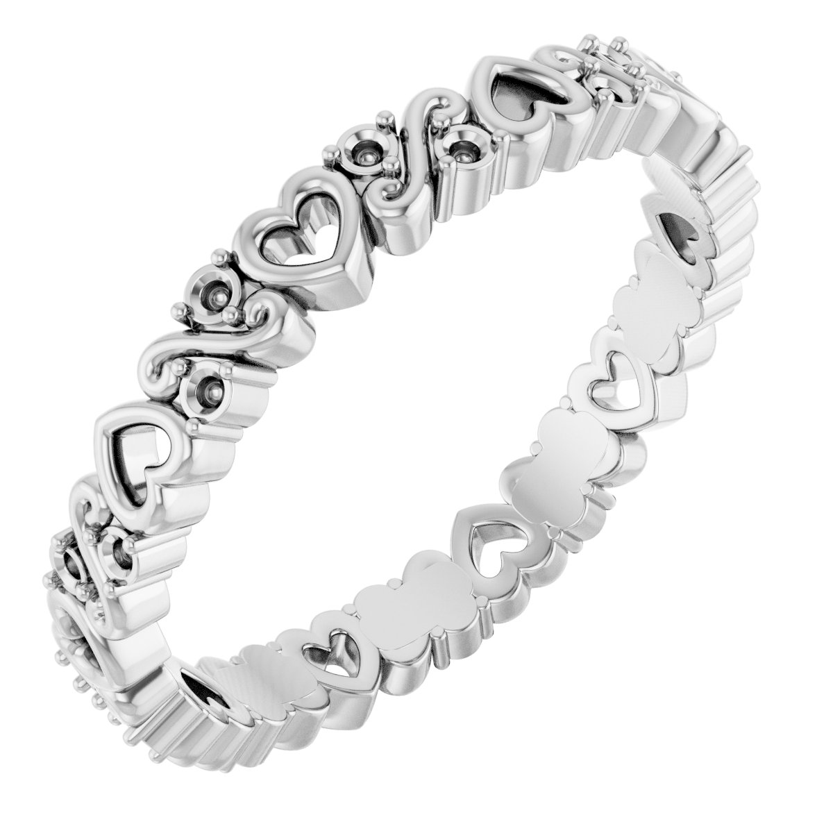 14K White .167 CTW Heart Diamond Eternity Band Size 7 Ref 16323988