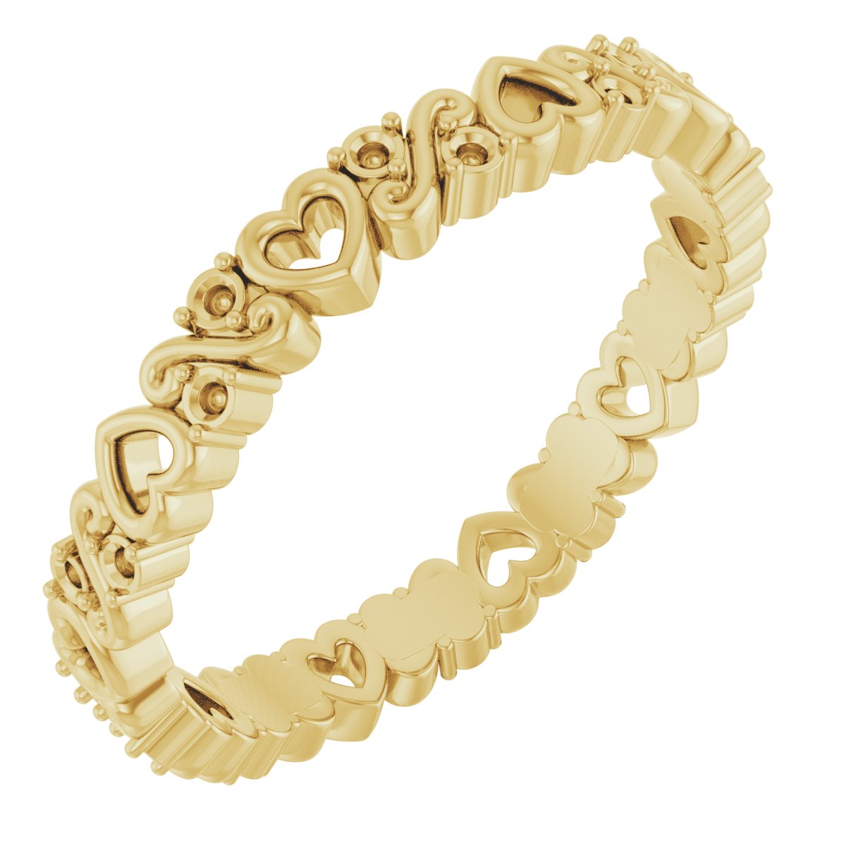 14K Yellow 1/6 CTW Natural Diamond Heart Eternity Band Size 7