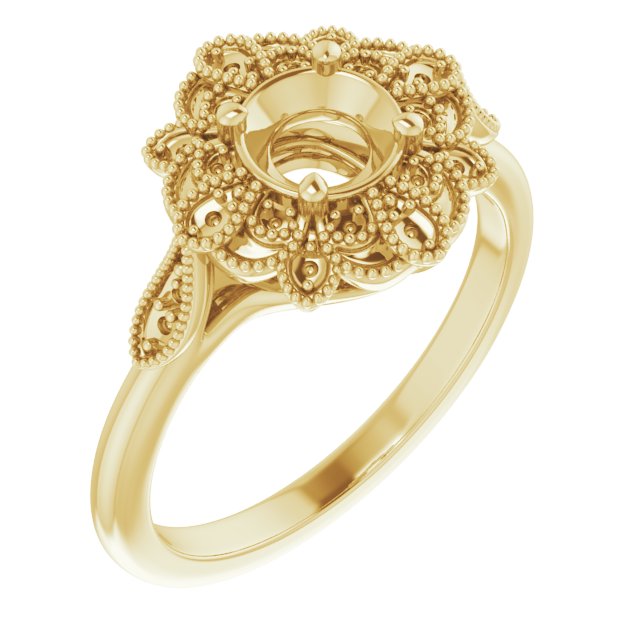 14K Yellow 5.2 mm Round .08 CTW Natural Diamond Semi-Set Engagement Ring
