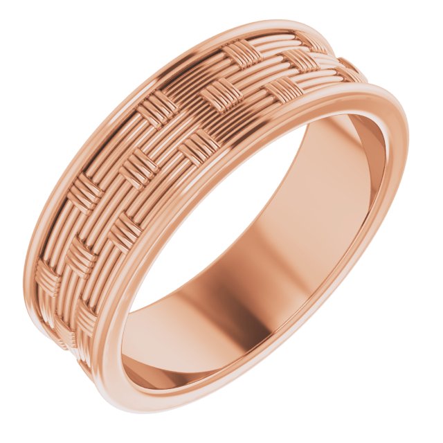 14K Rose 6 mm Patterned Band Size 8 Ref 16363233