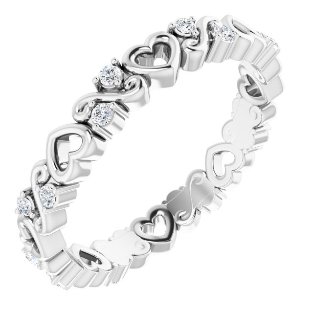 Platinum 1/8 CTW Natural Diamond Heart Eternity Band Size 5.5