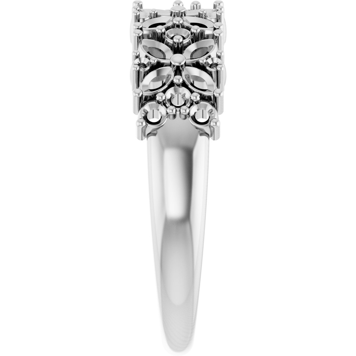 14K White 3/4 CTW Diamond Floral Anniversary Band