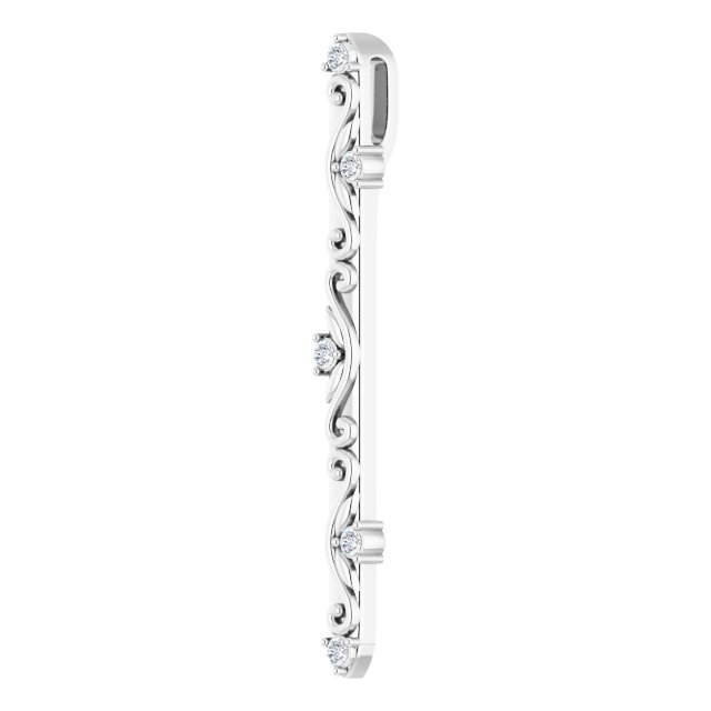 14K White .07 CTW Natural Diamond Vintage-Inspired Vertical Bar Pendant
