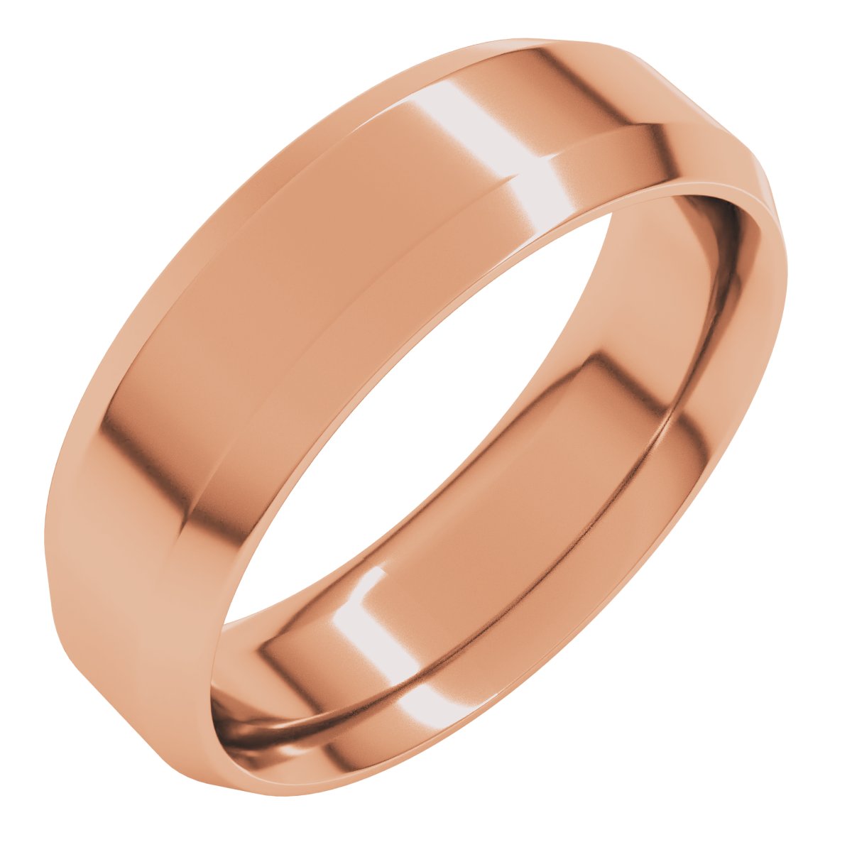 14K Rose 6 mm Beveled-Edge Comfort-Fit Band Size 11