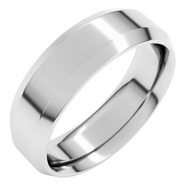 Sterling Silver 6 mm Beveled-Edge Comfort-Fit Band Size 14