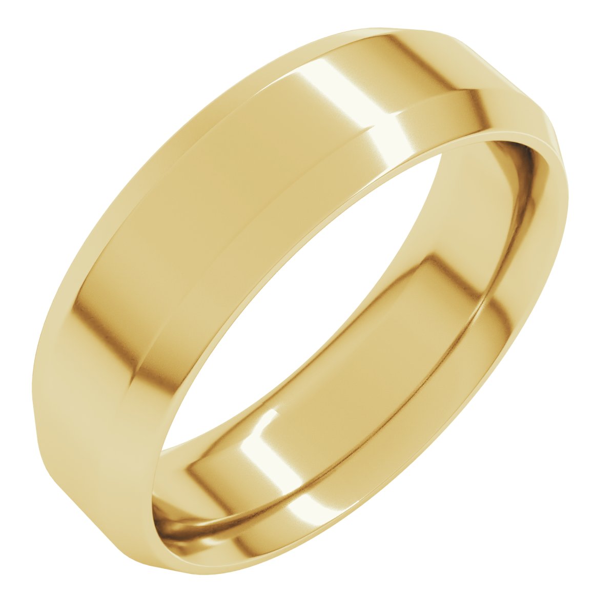 14K Yellow 6 mm Beveled-Edge Comfort-Fit Band Size 9