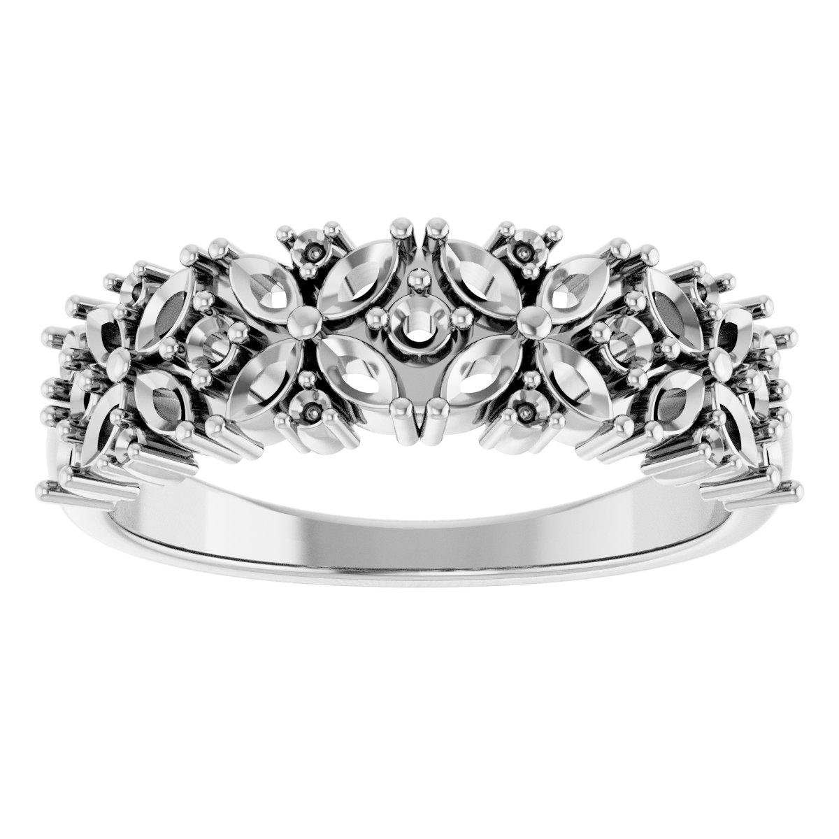 14K White 3/4 CTW Diamond Floral Anniversary Band