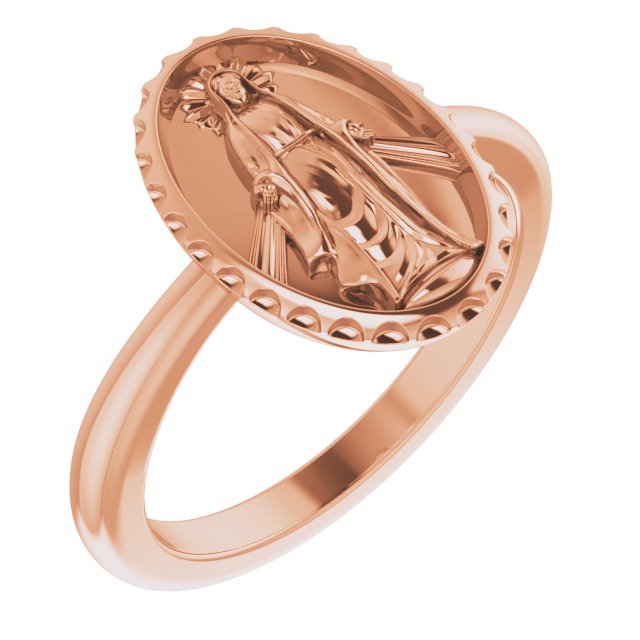 14K Rose Miraculous Medal Ring