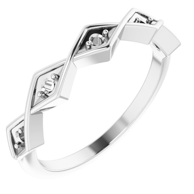 14K White 1/10 CTW Natural Diamond Geometric Anniversary Band