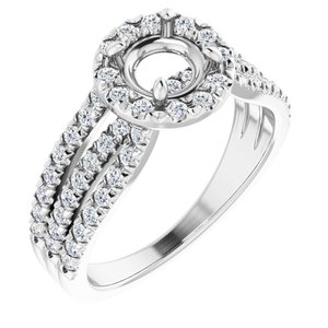 14K White 5.8 mm Round 1/2 CTW Diamond Semi-Set Engagement Ring