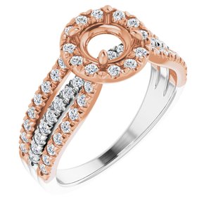 14K White/Rose 5.8 mm Round 1/2 CTW Diamond Semi-Set Engagement Ring